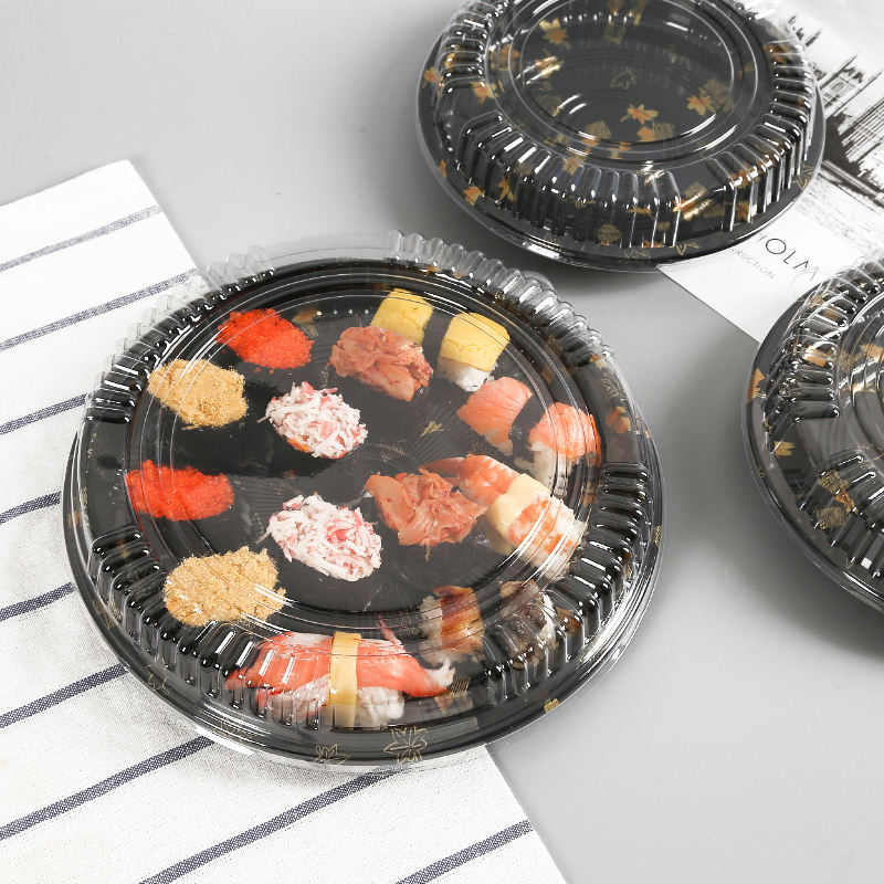 Personalize Sushi redondo Caixa de Take Away, Caixa de sushi descartável e ecológica com tampa com tampa